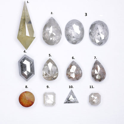Elongated Kite Shape & Pear Diamond Ring | Oval Salt and Pepper Diamonds | Fancy Triangle Diamonds | Unique Designer Jewelry