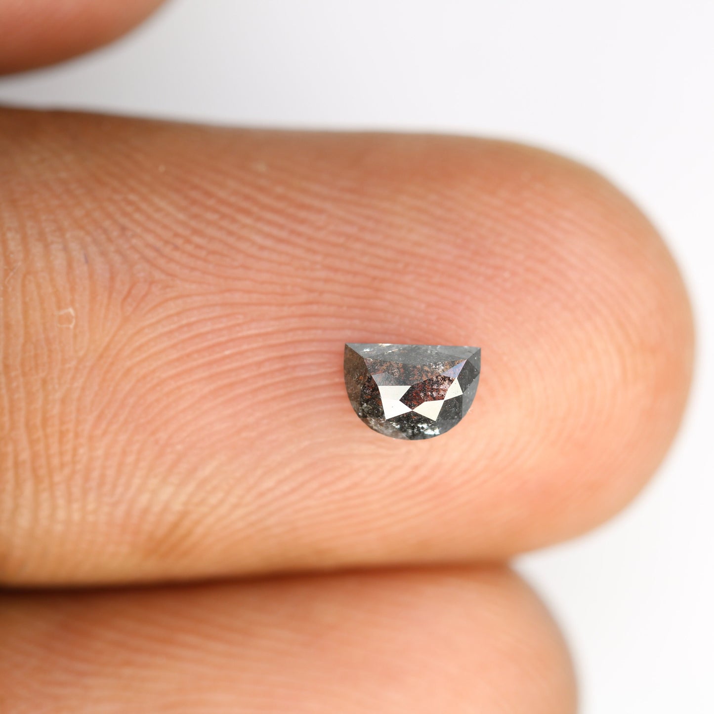 0.48 CT Salt and Pepper Unique Loose Diamond, Half Moon Cut for Handmade Necklace Pendant, Fancy Diamond Engagement Gold Ring For Women