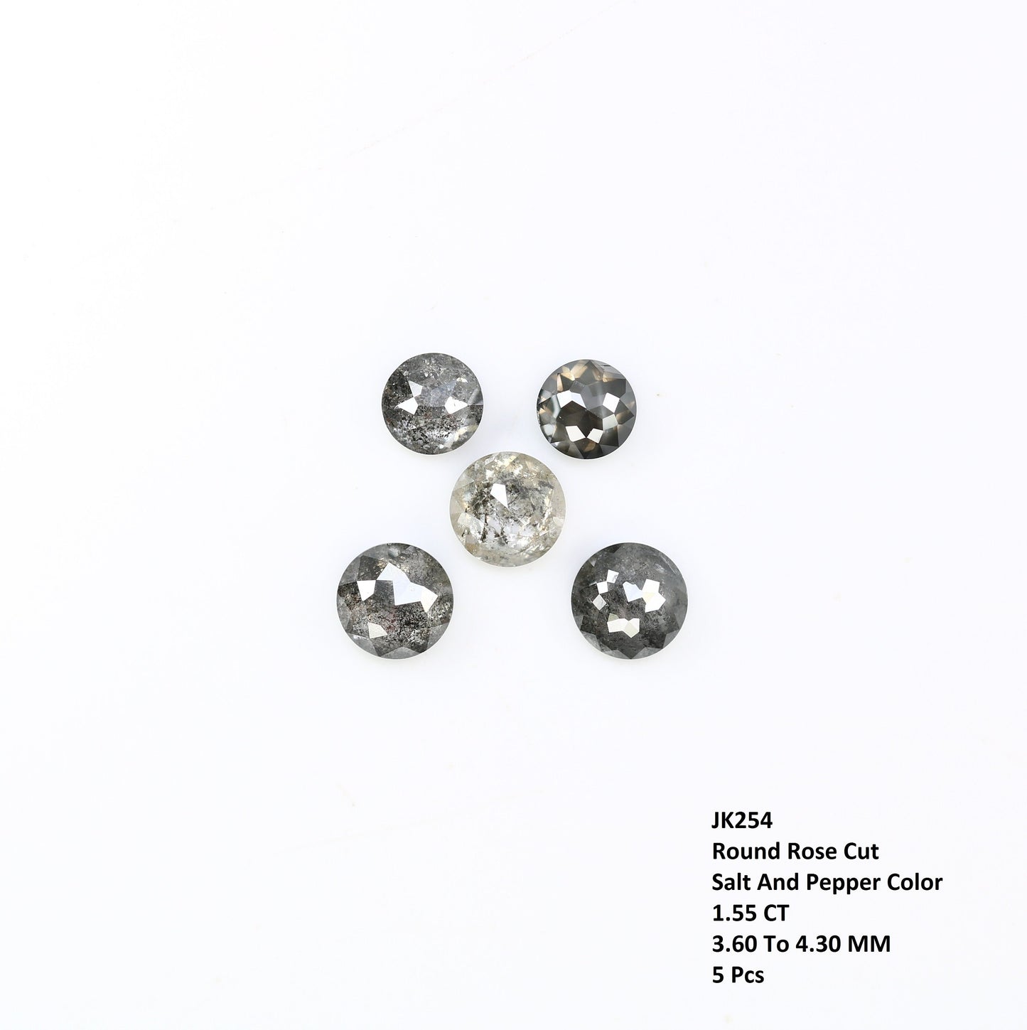 1.55 TCW Natural Salt And Pepper Rose Cut Round Loose Galaxy Diamond For Wedding Jewelry ll Wedding Pendant ll Wedding Band ll Wedding Ring