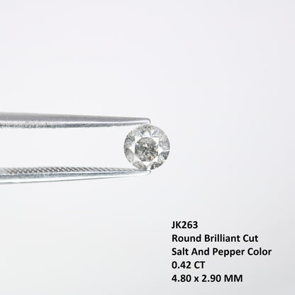 0.42 CT Natural Round Brilliant Cut Salt and Pepper Diamond | Ideal for Engagement Rings, and Perfect Gift for Wife, Daughter, or Girlfriend