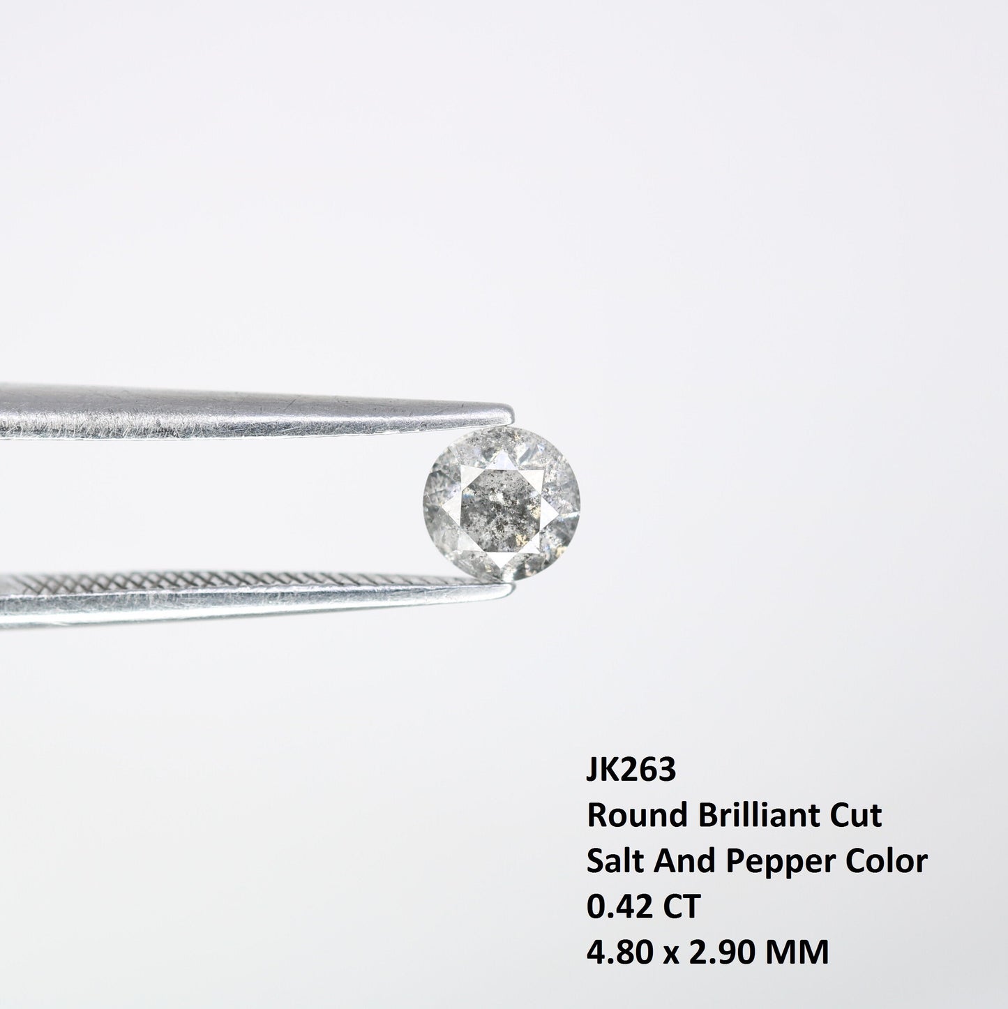 0.42 CT Natural Round Brilliant Cut Salt and Pepper Diamond | Ideal for Engagement Rings, and Perfect Gift for Wife, Daughter, or Girlfriend