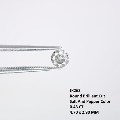 0.43 CT Loose Round Brilliant Cut Salt and Pepper Diamond | Ideal for Engagement Rings and Custom Gold Jewelry