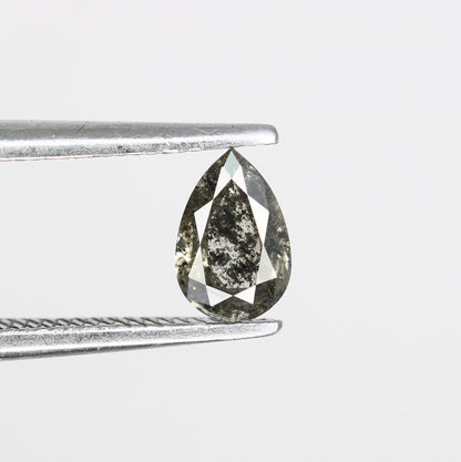 6 mm Pear Shape Salt and Pepper Diamond | Unique Engagement Ring | Natural Gold Ring | Rustic Diamond Jewelry