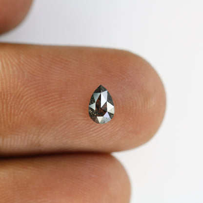 6 mm Pear Shape Salt and Pepper Diamond | Unique Engagement Ring | Natural Gold Ring | Rustic Diamond Jewelry