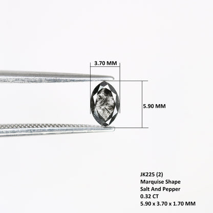 0.32 CT Marquise Shape Salt And Pepper Diamond | Natural Loose Black/Grey Diamonds For Weeding & Earring | For pendant | For Bracelet