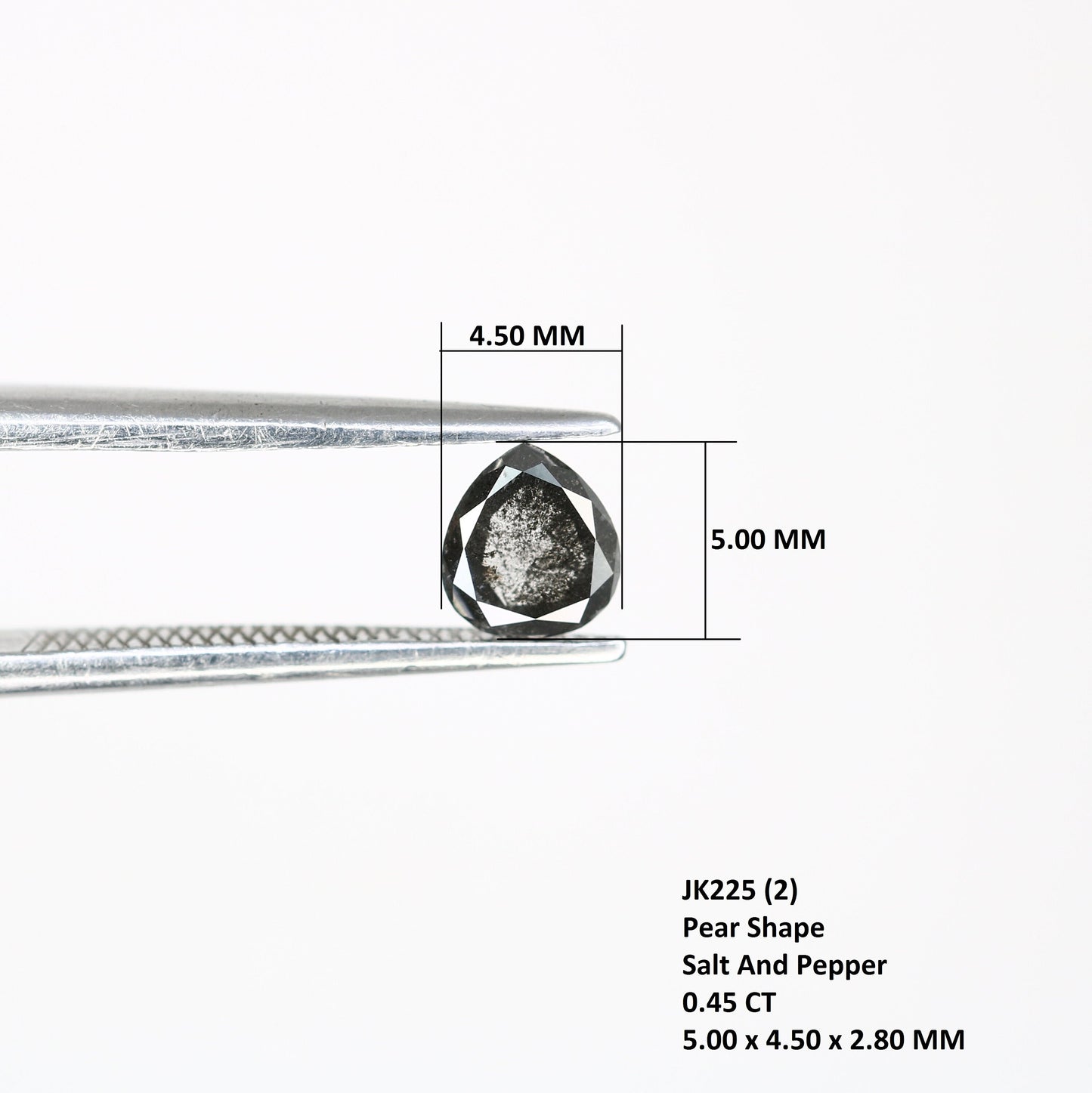 5 MM Salt & Pepper Pear Diamond - Minimalist Elegant Diamond for Engagement Ring Gift for her Anniversary gifts