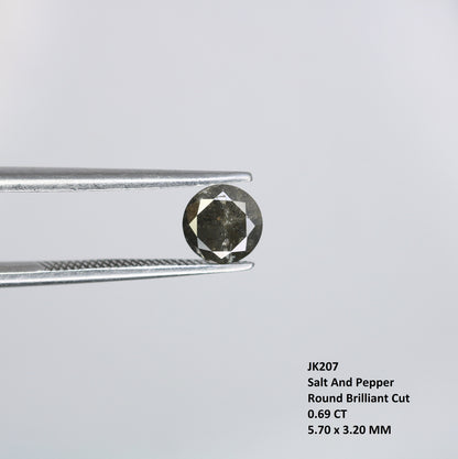 0.95 CT Loose Round Brilliant Cut Salt and Pepper Galaxy Diamond | Perfect for Engagement and Proposal Rings | Custom Gold Jewelry