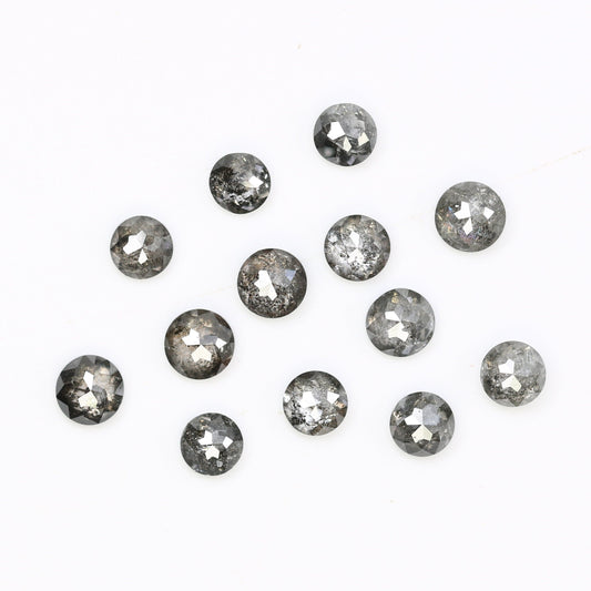 3.0 MM | Salt And Pepper Diamond | Round Rose Cut Diamond | Natural Loose Diamond For Earring Pair & Wedding Ring Necklace Gift For Wife