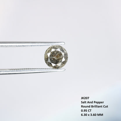 0.95 CT Loose Round Brilliant Cut Salt and Pepper Galaxy Diamond | Perfect for Proposal Rings and Custom Gold Jewelry