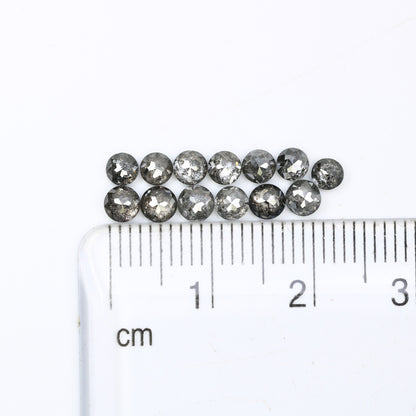 3.0 MM | Salt And Pepper Diamond | Round Rose Cut Diamond | Natural Loose Diamond For Earring Pair & Wedding Ring Necklace Gift For Wife