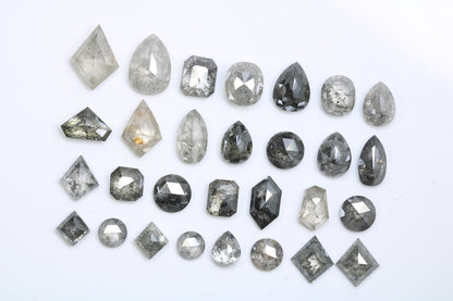 Lot of Salt and Pepper Diamonds | Mixed Cut Natural Loose Diamonds for Engagement & Wedding Rings | Unique Jewelry Gifts