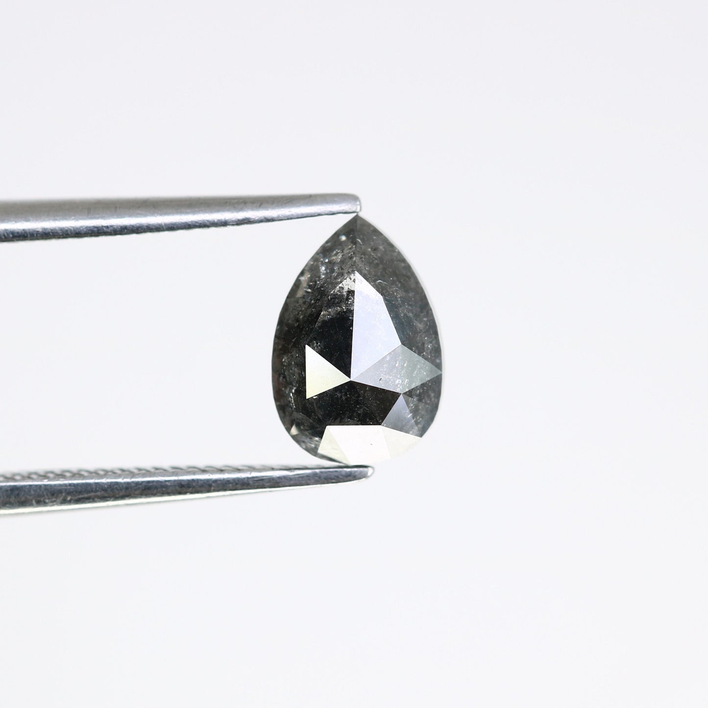 1.44 CT Pear Cut Salt & Pepper Diamond | Unique Engagement Ring Gem | Artisan Crafted Wedding Ring