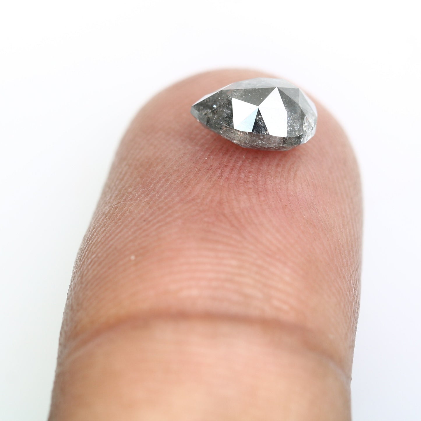 1.44 CT Pear Cut Salt & Pepper Diamond | Unique Engagement Ring Gem | Artisan Crafted Wedding Ring