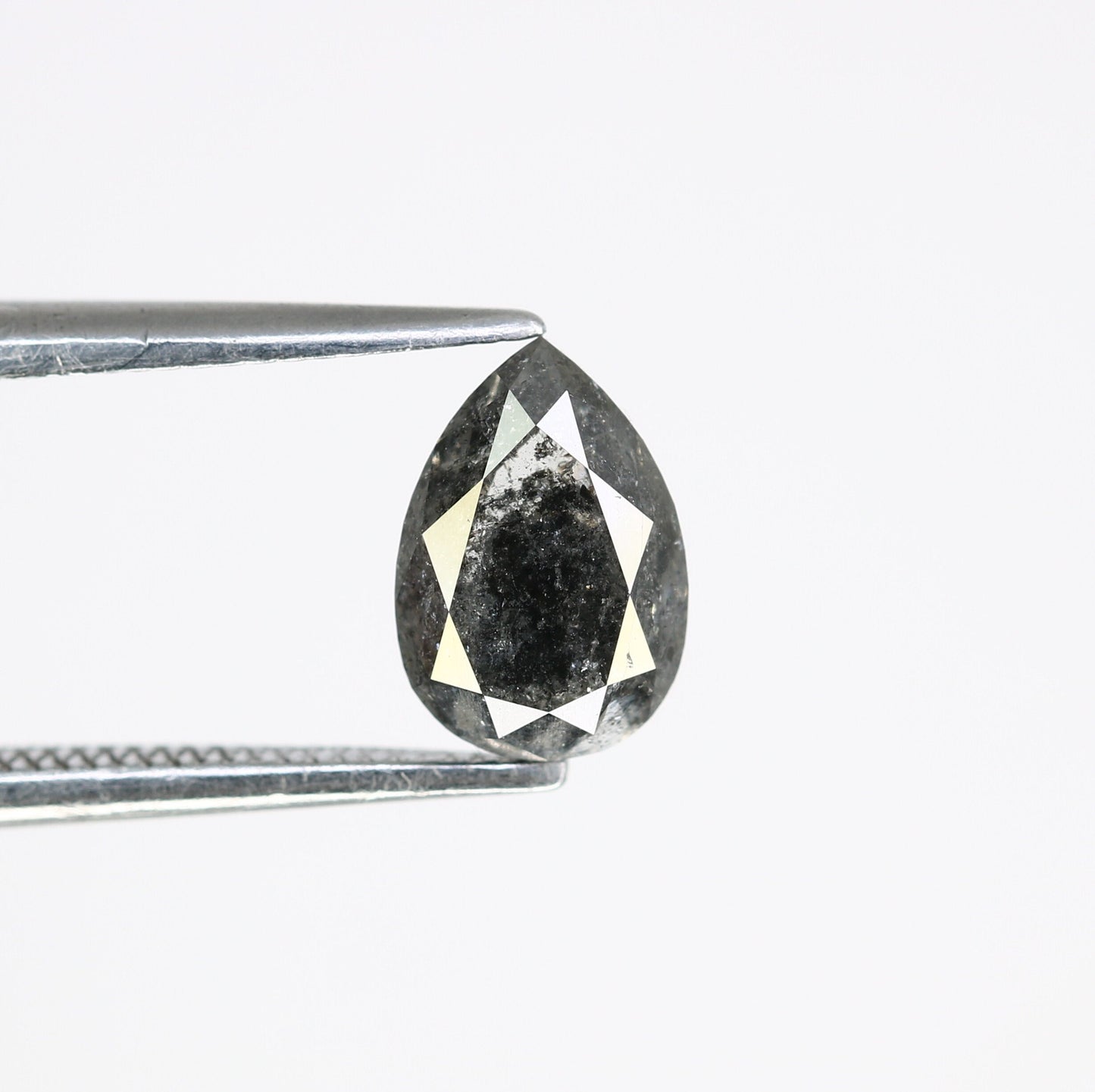 1.44 CT Pear Cut Salt & Pepper Diamond | Unique Engagement Ring Gem | Artisan Crafted Wedding Ring