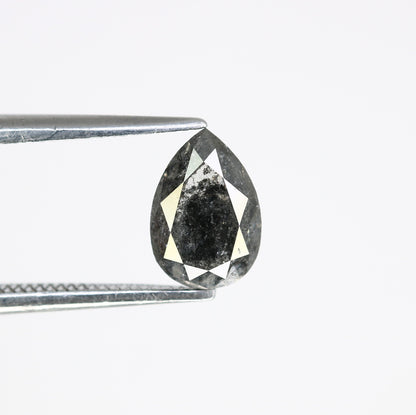 1.44 CT Pear Cut Salt & Pepper Diamond | Unique Engagement Ring Gem | Artisan Crafted Wedding Ring