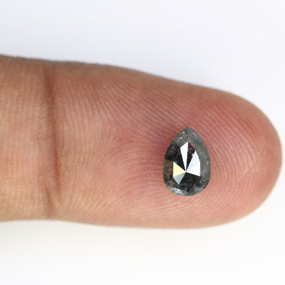 1.44 CT Pear Cut Salt & Pepper Diamond | Unique Engagement Ring Gem | Artisan Crafted Wedding Ring