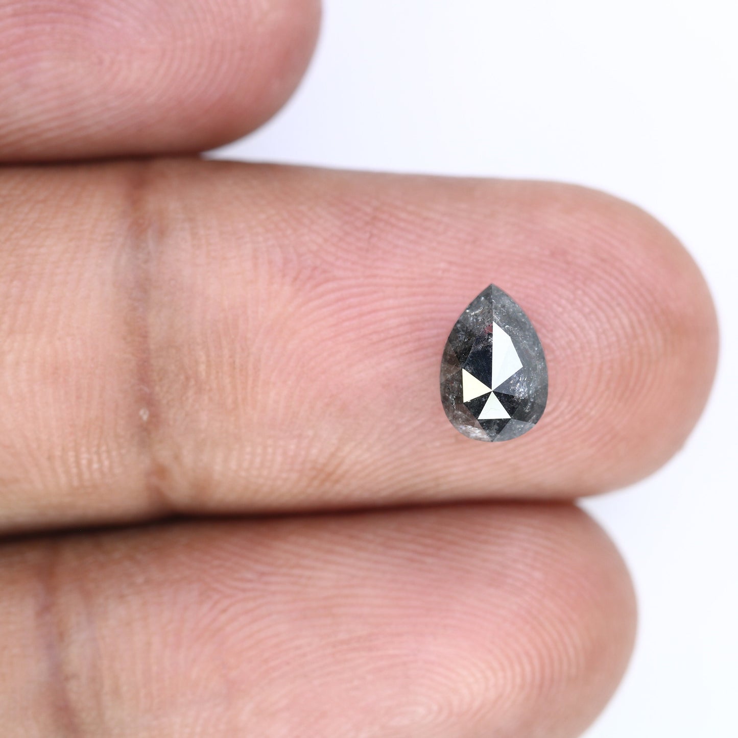 1.44 CT Pear Cut Salt & Pepper Diamond | Unique Engagement Ring Gem | Artisan Crafted Wedding Ring