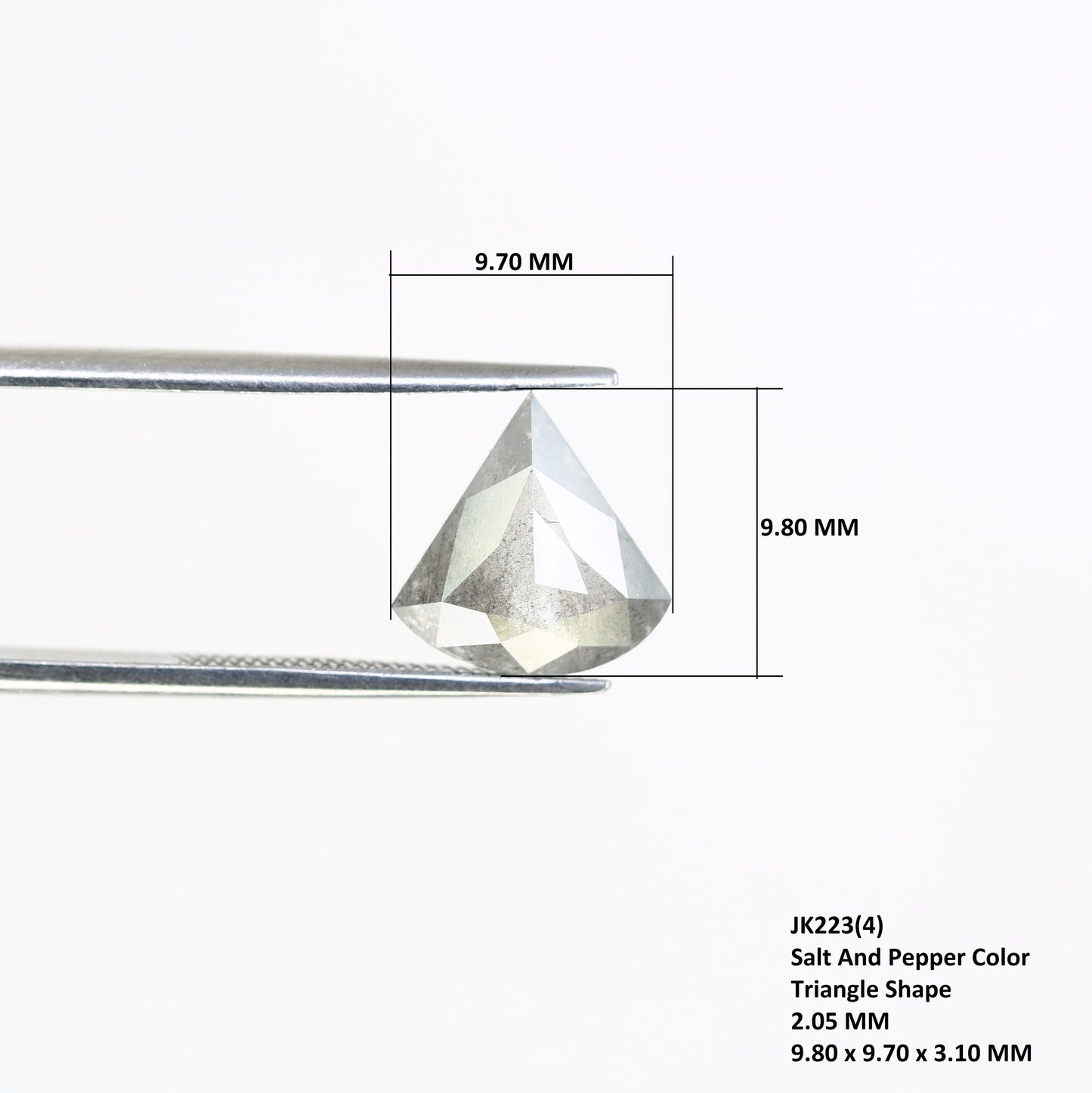 2.05 CT Antique Triangle Shape Rustic Salt And Pepper Fancy Diamond | Triangle Engagement Ring | Gift For Wife | Anniversary Gift Diamonds