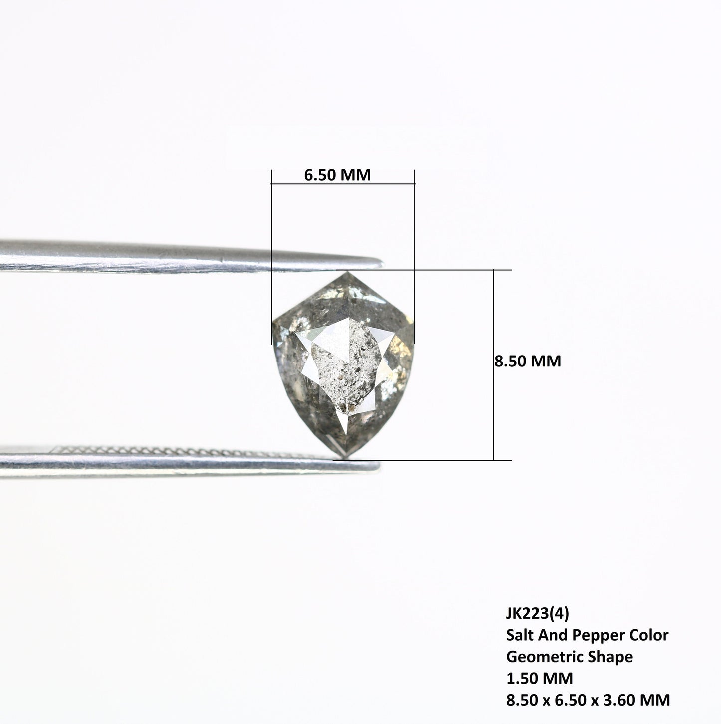 1.50 CT 8.50 MM Geometric Shape Salt And Pepper Diamond For Beautiful Jewelry | Unique Diamond | Antique Jewelry | Birthday Gift Diamonds
