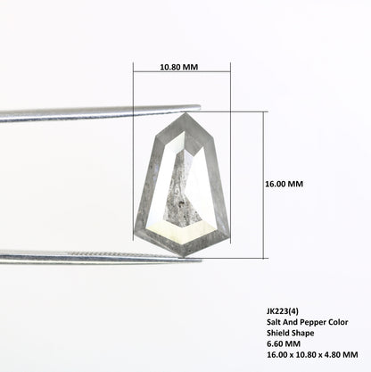 6.60 CT Salt and Pepper Natural Loose Diamond, Geometric Cut for Handmade Necklace Pendant, Diamond Bracelet Engagement Gold Ring For Women