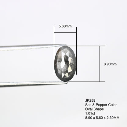 1.01 CT 8.90 mm Loose Oval Natural Salt and Pepper Diamond - Unique Promise Ring & Oval Galaxy Diamond on Sale for Custom Jewelry Designs