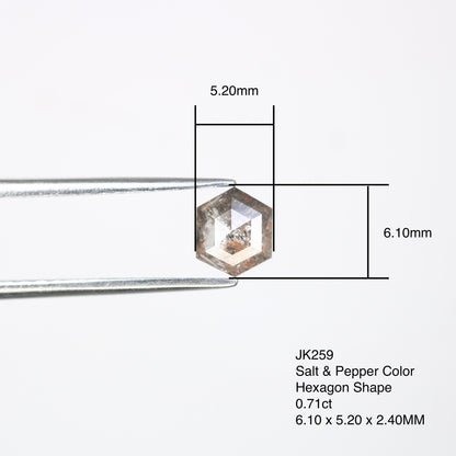 0.71 CT Salt and Pepper Hexagon Cut - Natural Loose Hexagon Shape -Unique Diamond for Ring - Special Gift for Her - Wholesaler of Diamond