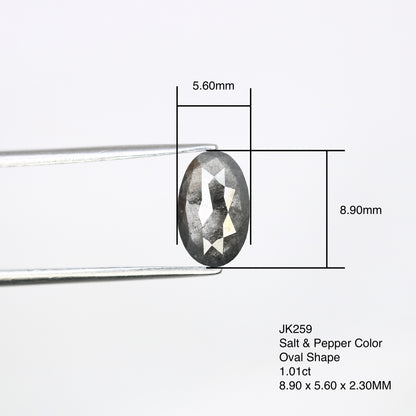 1.01 CT 8.90 mm Loose Oval Natural Salt and Pepper Diamond - Unique Promise Ring & Oval Galaxy Diamond on Sale for Custom Jewelry Designs