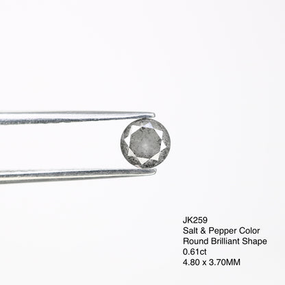 0.61 CT Round Brilliant Cut Salt and Pepper Diamond | Ideal for Engagement Rings and Custom Bands | Brilliant Cut Round Diamond