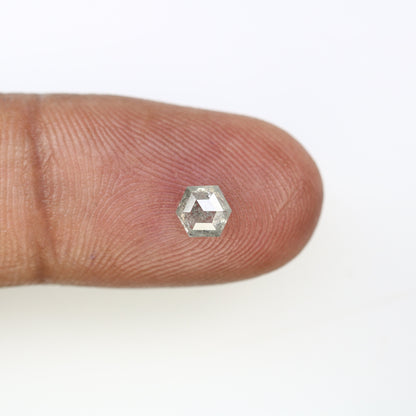 0.56 CT Hexagon Cut Salt and Pepper Diamond - Natural Hexagon Diamond - Salt and Pepper Ring - Gift for Wifey - Gift for mother - jewelry