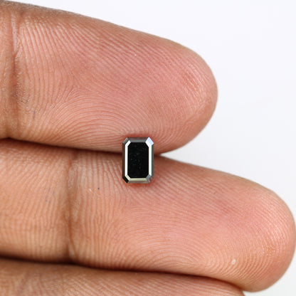 0.67 CT Emerald Cut Loose Salt and Pepper Diamond - Perfect for Wedding Ring - Emerald Shape Diamond for Custom Jewelry Design