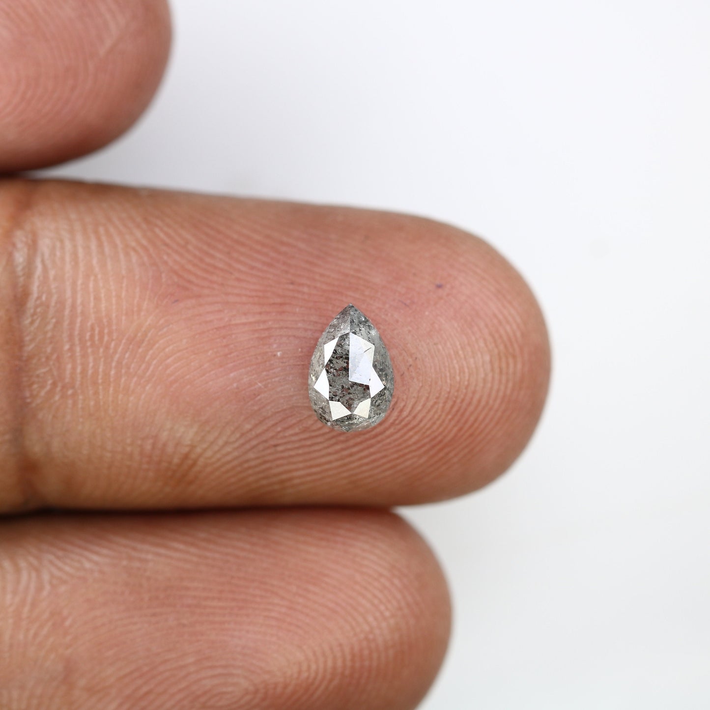0.76 CT 7.00 MM Loose Pear Shape Salt And Peper Diamond For Wedding Ring | Pear Wedding Ring | Customize Band | Designer Diamond Jewelry