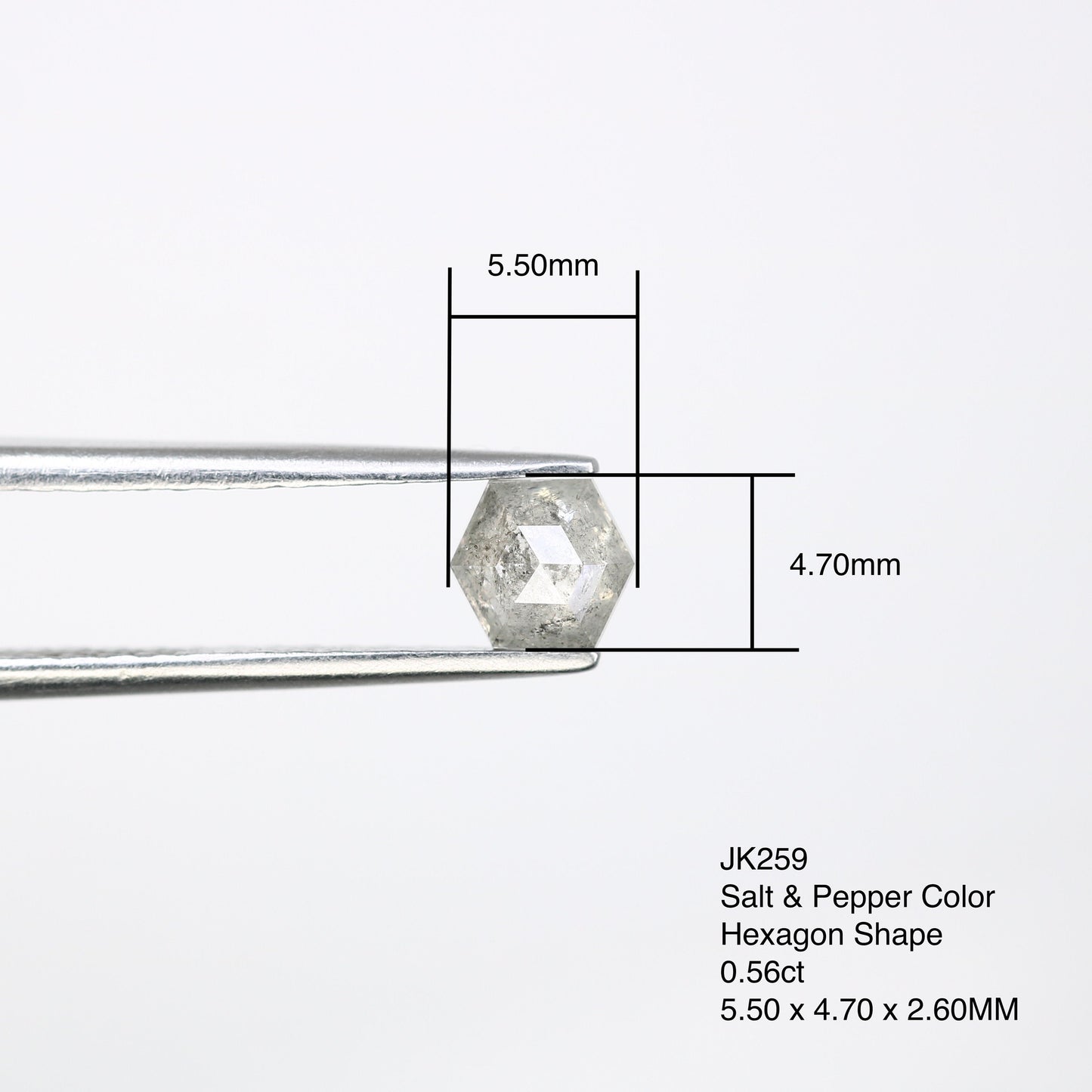 0.56 CT Hexagon Cut Salt and Pepper Diamond - Natural Hexagon Diamond - Salt and Pepper Ring - Gift for Wifey - Gift for mother - jewelry