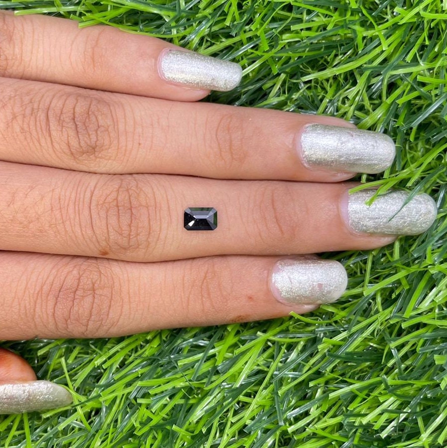 0.67 CT Emerald Cut Loose Salt and Pepper Diamond - Perfect for Wedding Ring - Emerald Shape Diamond for Custom Jewelry Design