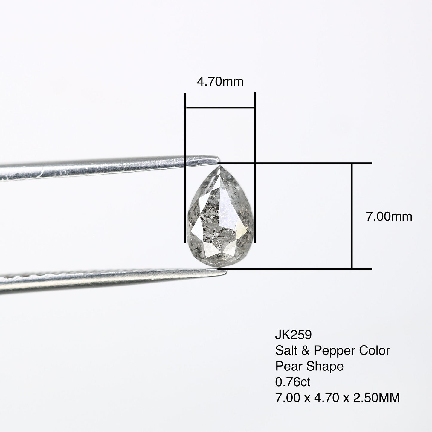 0.76 CT 7.00 MM Loose Pear Shape Salt And Peper Diamond For Wedding Ring | Pear Wedding Ring | Customize Band | Designer Diamond Jewelry
