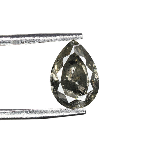0.67 CT Loose Pear Shape Natural Salt And Pepper Diamond For Promise Ring | Pear Halo Set Ring | Pear Prongs Set Ring | Gift For Her