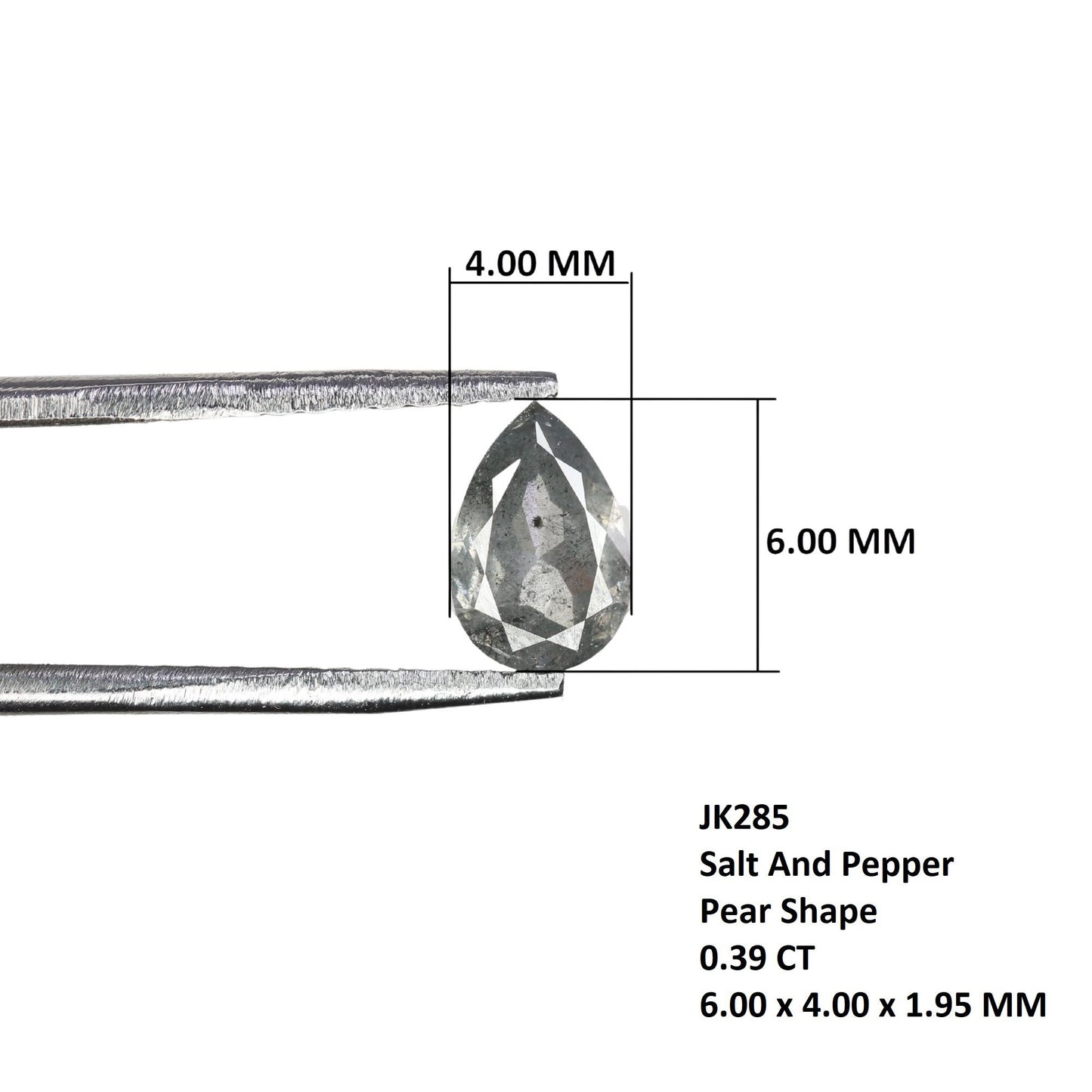 0.39 CT 6 MM Pear Shape Loose Salt And Pepper Galaxy Diamond For Statement Jewelry | Pear Prong Pendant | Pear Halo Ring | Gift For Her