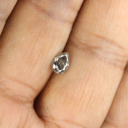 0.67 CT Loose Pear Shape Natural Salt And Pepper Diamond For Promise Ring | Pear Halo Set Ring | Pear Prongs Set Ring | Gift For Her