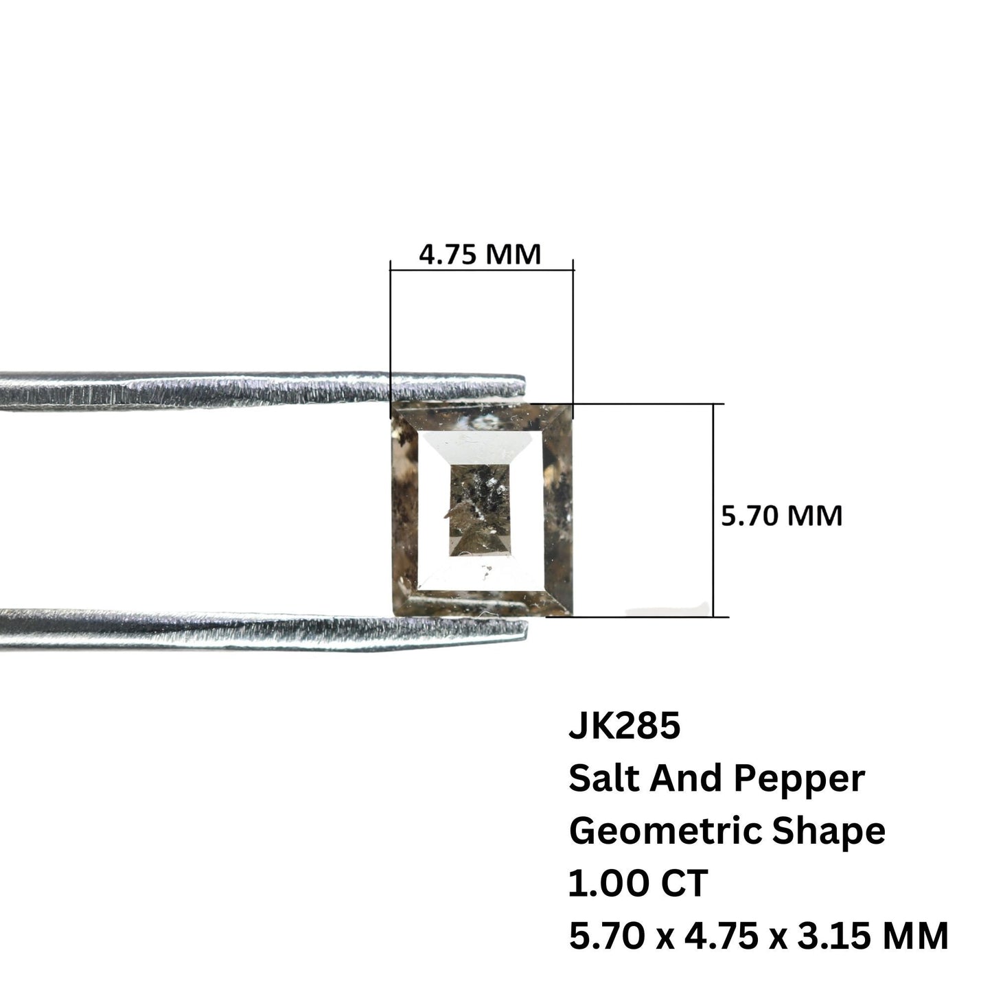 1.00 CT Square Shape Loose Salt And Pepper Galaxy Diamond For Proposal Ring | Customize Ring | Unique Diamond Ring | Designer Jewelry Maker