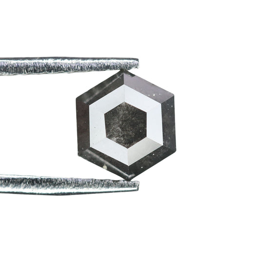 0.77 CT Hexagon Cut Salt and Pepper Diamond - Natural Hexagon Diamond - Salt and Pepper Ring - Gift for Wifey - Gift for mother - jewelry