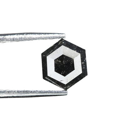 0.88 CT Hexagon Cut Salt and Pepper Diamond - Natural Hexagon Diamond - Salt and Pepper Ring - Gift for Wifey - Gift for mother - jewelry