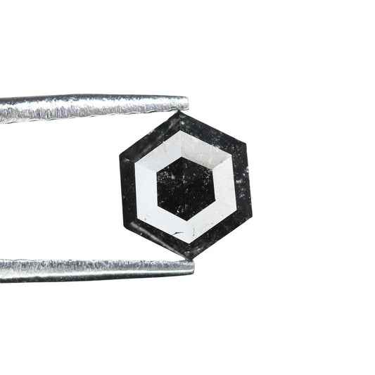 0.88 CT Hexagon Cut Salt and Pepper Diamond - Natural Hexagon Diamond - Salt and Pepper Ring - Gift for Wifey - Gift for mother - jewelry