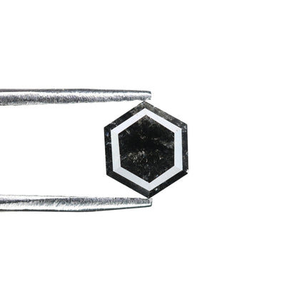 0.88 CT Hexagon Cut Salt and Pepper Diamond - Natural Hexagon Diamond - Salt and Pepper Ring - Gift for Wifey - Gift for mother - jewelry