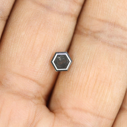 0.77 CT Hexagon Cut Salt and Pepper Diamond - Natural Hexagon Diamond - Salt and Pepper Ring - Gift for Wifey - Gift for mother - jewelry