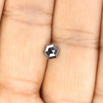 0.88 CT Hexagon Cut Salt and Pepper Diamond - Natural Hexagon Diamond - Salt and Pepper Ring - Gift for Wifey - Gift for mother - jewelry