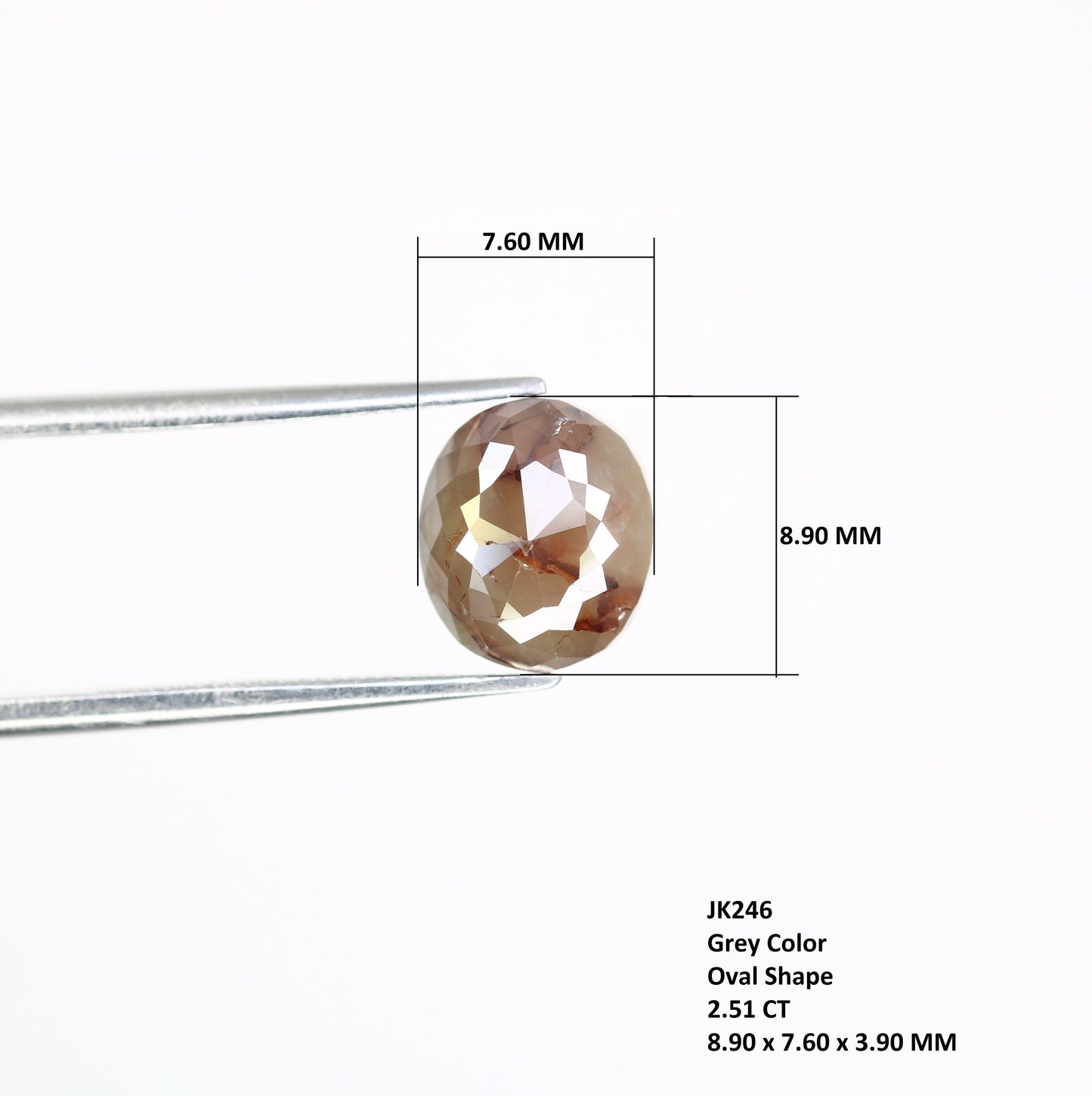 2.51 CT Oval Salt and Pepper Rustic Diamond Ring - Unique Gemstone for Custom Gold Rings & Statement Jewelry Designs
