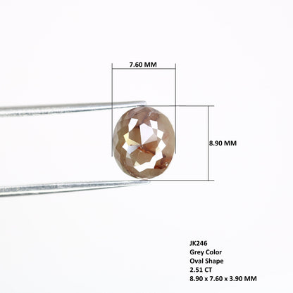 2.51 CT Oval Salt and Pepper Rustic Diamond Ring - Unique Gemstone for Custom Gold Rings & Statement Jewelry Designs