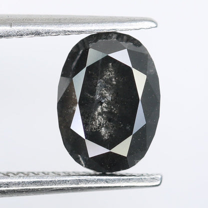 1.35 CT Oval Salt and Pepper Diamond - Unique Engagement Ring, Custom Gold Jewelry & Distinctive Gemstone for Special Occasions