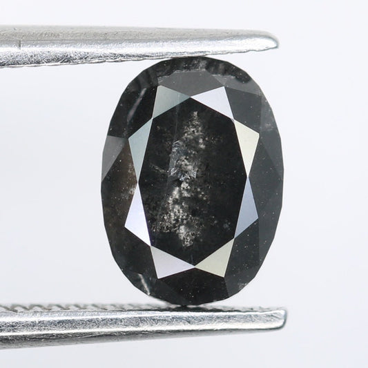 1.35 CT Oval Salt and Pepper Diamond - Unique Engagement Ring, Custom Gold Jewelry & Distinctive Gemstone for Special Occasions