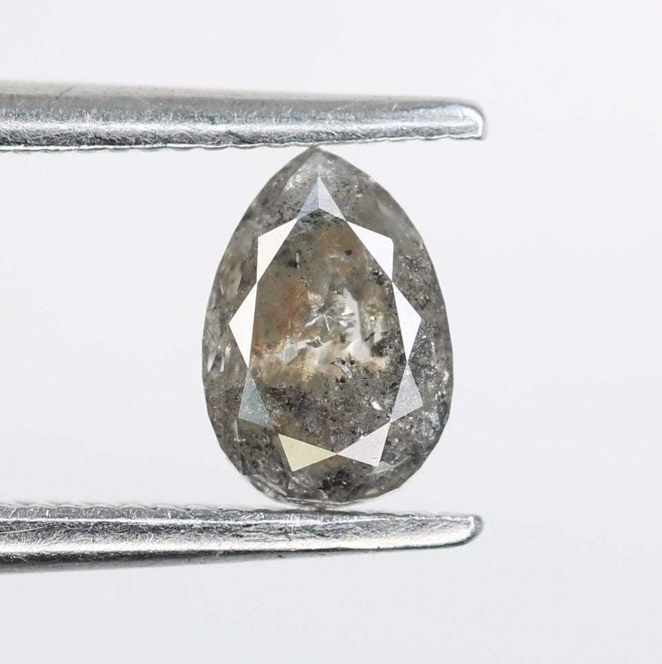 One-of-a-Kind: 0.53 Carat Pear Cut Salt & Pepper Diamond Engagement Ring