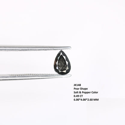 0.49 Ct Pear Shaped Salt and Pepper Diamond For Engagement RingFor Gold Ring Diamonds